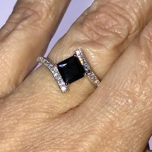 Elegant Black CZ Sterling Silver Ring